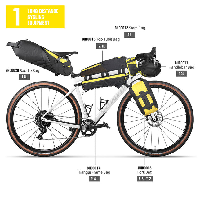 Proposal B yellow complete 42.5L Wilderness bikepacking bag set