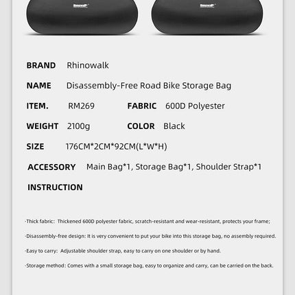 Storage bag for road bikes