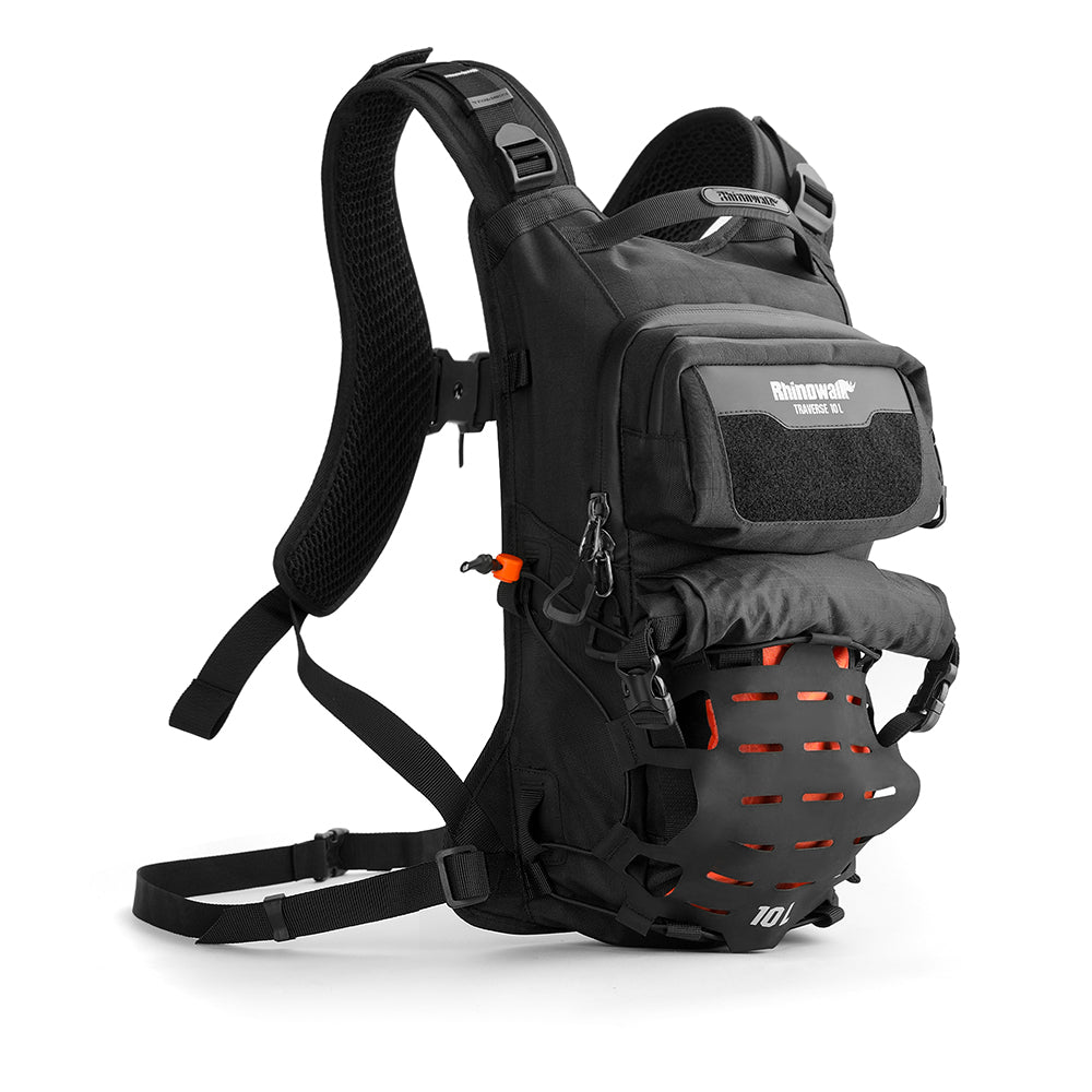 10L Motorcycle Riding Backpack, Adventure Hydration Backpack with Protective Back Padding, Rain Cover & Chest Pack Compatibility