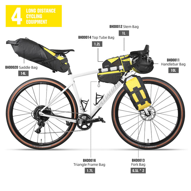 Proposal A yellow complete 40.9L Wilderness bikepacking bag set