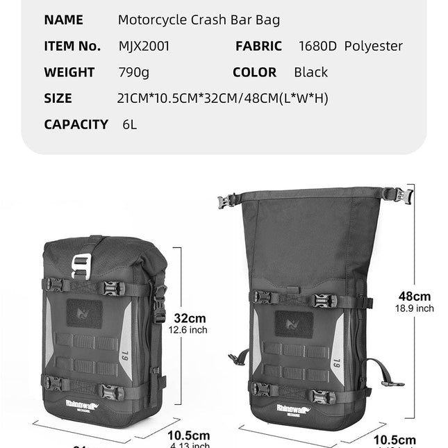 6L Waterproof Motorcycle Crash Bar Bag – Mechanic Series