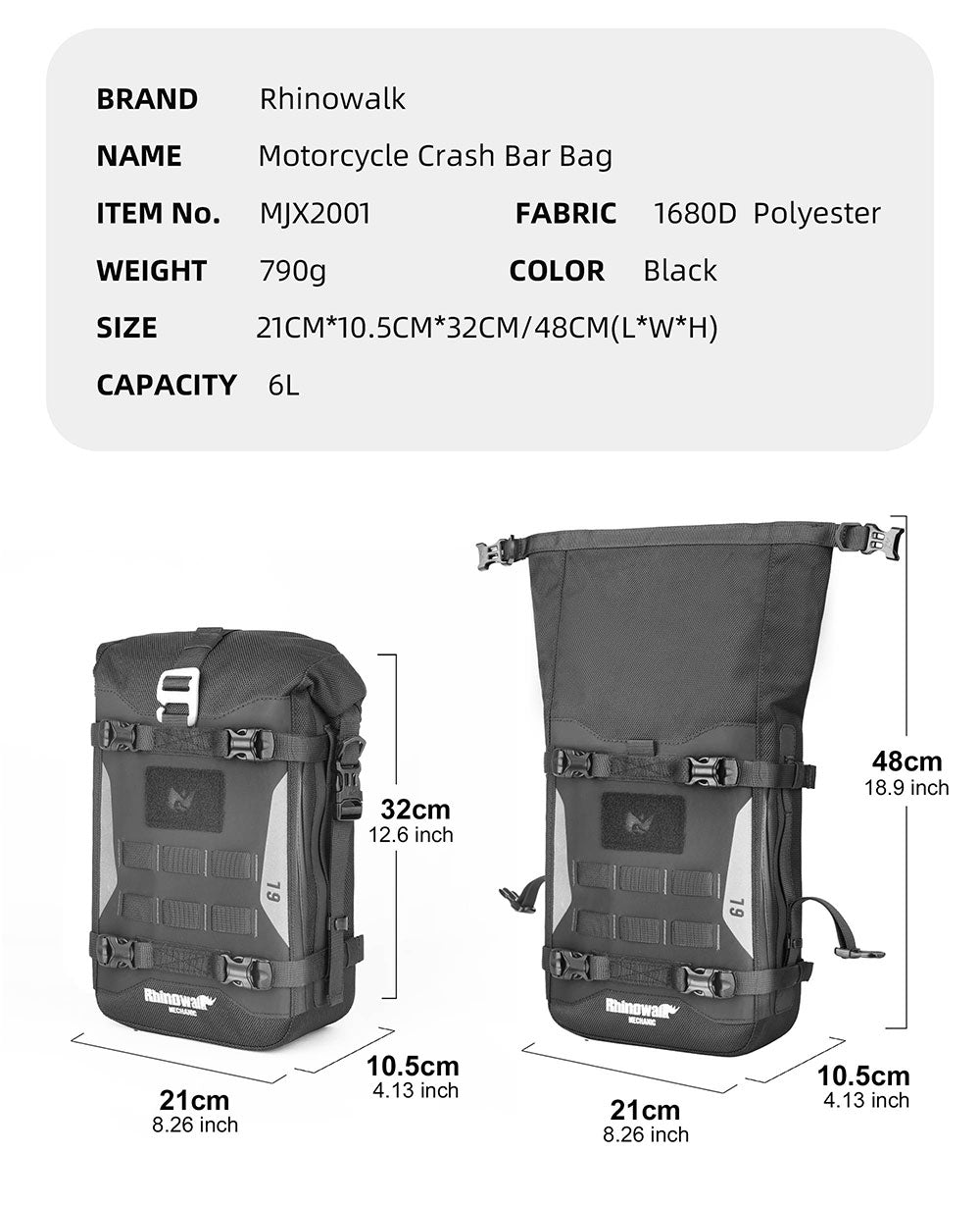 6L Waterproof Motorcycle Crash Bar Bag – Mechanic Series