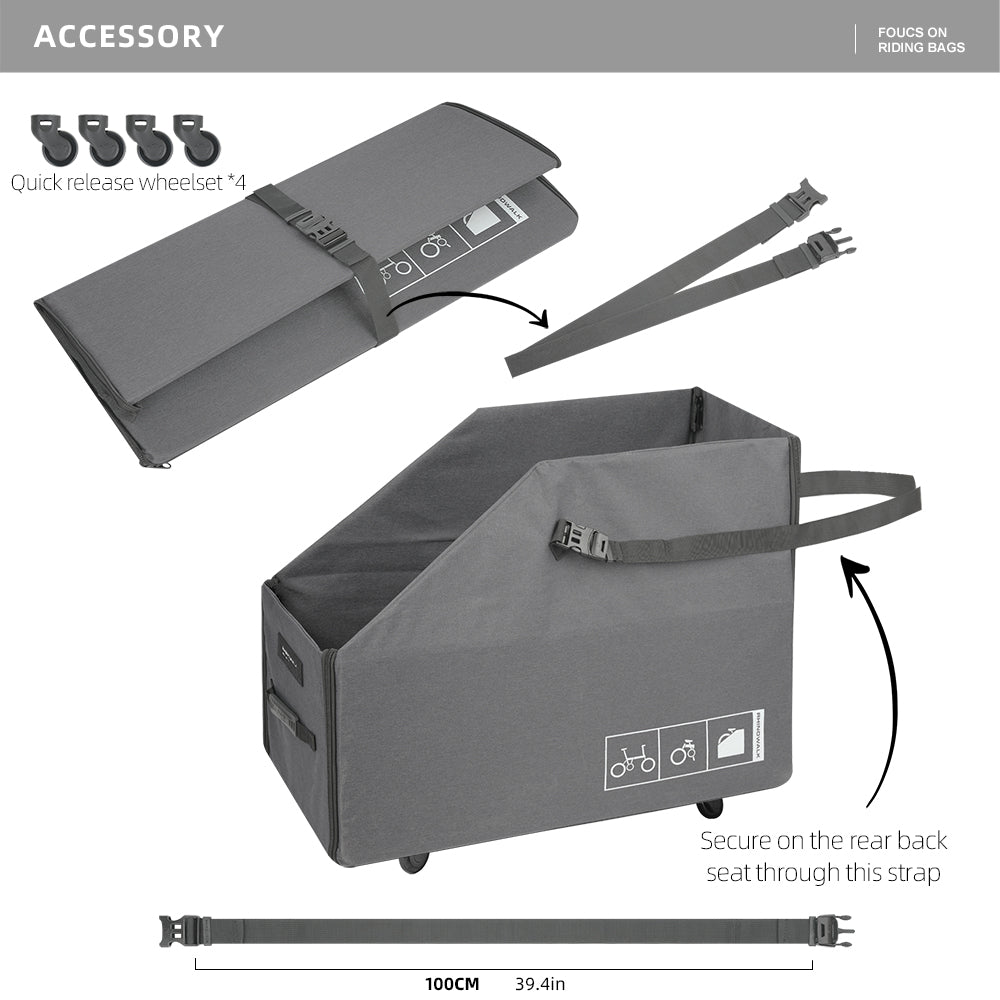 Folding Bike Storage Box Portable Travel Carry Bag with Wheels