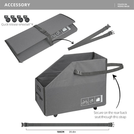 Folding Bike Storage Box Portable Travel Carry Bag with Wheels