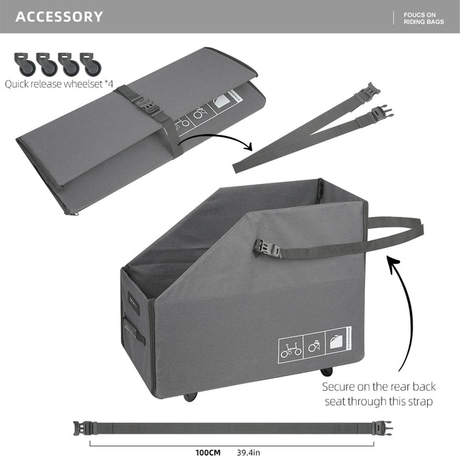 Folding Bike Storage Box Portable Travel Carry Bag with Wheels