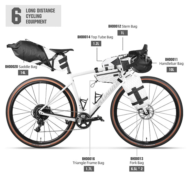 Proposal A white complete 40.9L Wilderness bikepacking bag set