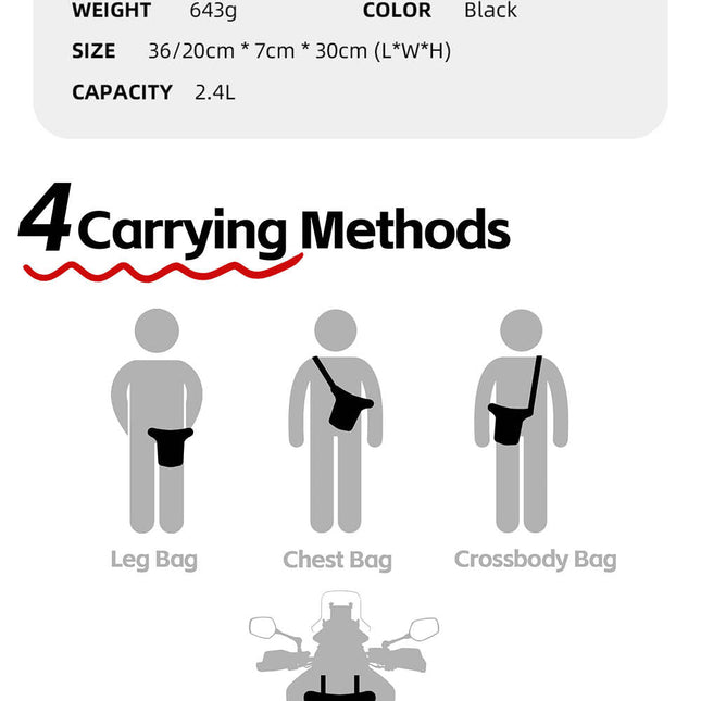 2.4L Motorcycle Tank Bag – Leg & Waist Bag Waterproof