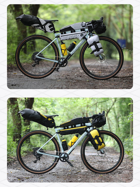 Complete Rhinowalk bikepacking luggage used on an overnight ride