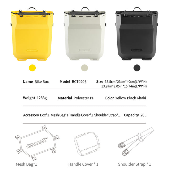 20L Bike Box Rear Pannier Bag – Hard Shell Bicycle Basket with Shoulder Strap