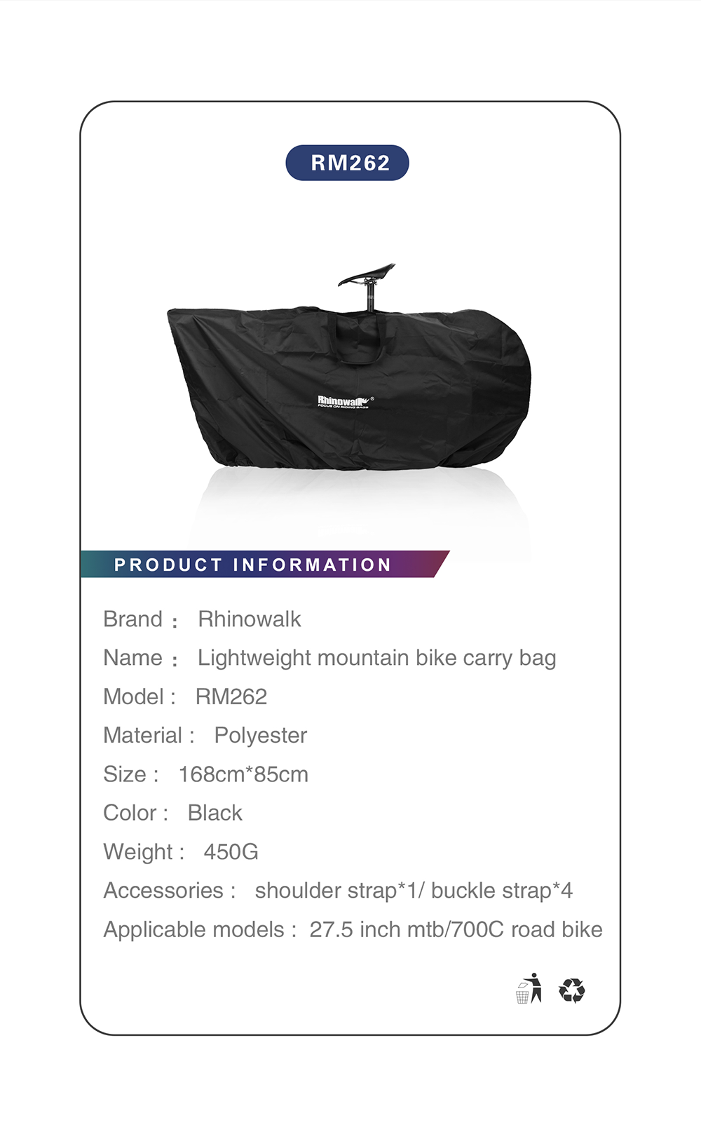 27.5 inch 700C MTB Folding Bike Carrying Cover