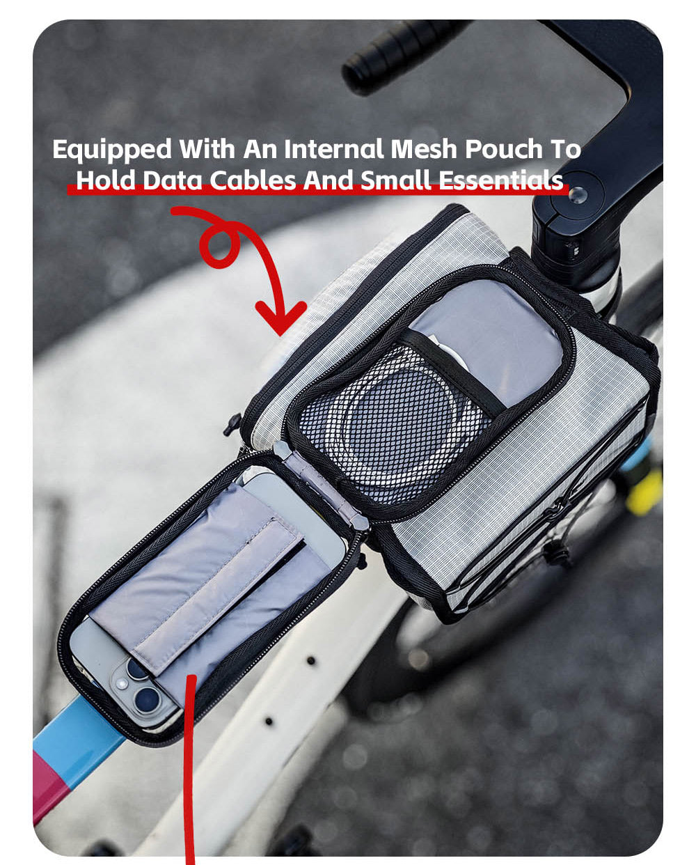 Bike Frame Tube Bag WithTouchable Phone Holder