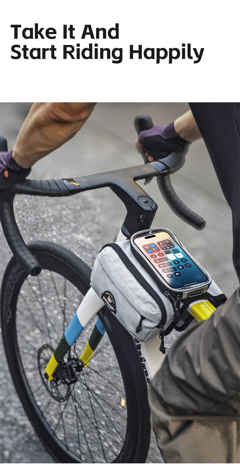 Bike Frame Tube Bag WithTouchable Phone Holder