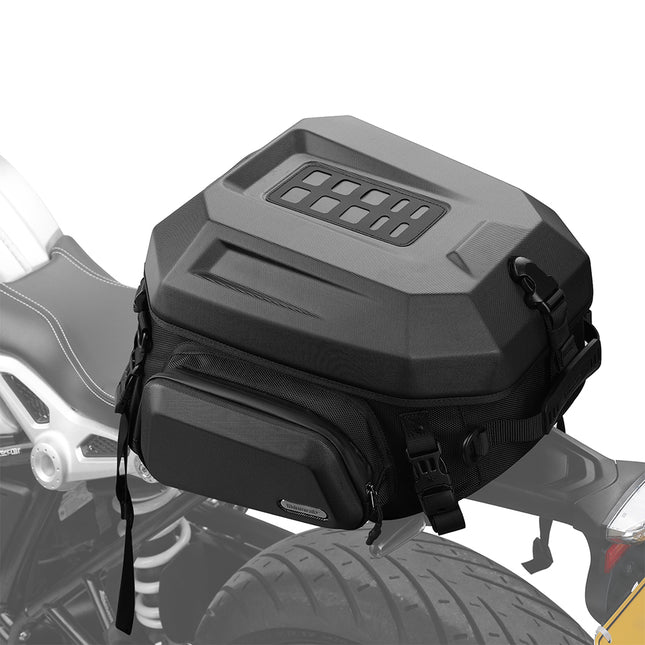 Expandable Hard Shell Motorcycle Tail Bag 23L-35L Waterproof Rear Seat Travel Bag