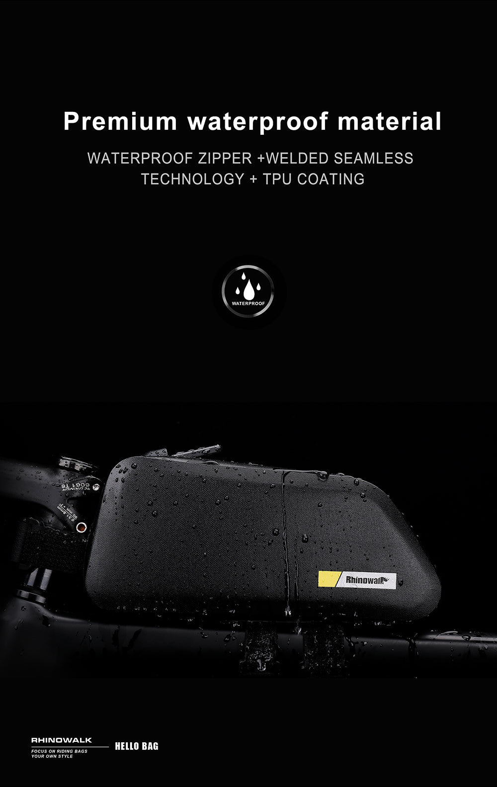 1.3 Liter Waterproof Bike Top Tube Bag - K32