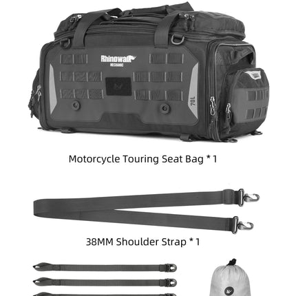50–70L Motorcycle Tail Bag – Waterproof Touring Seat Bag