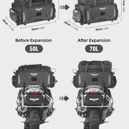 50–70L Motorcycle Tail Bag – Waterproof Touring Seat Bag