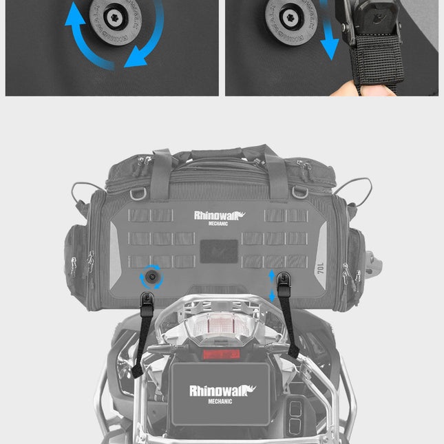 50–70L Motorcycle Tail Bag – Waterproof Touring Seat Bag