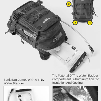 9L Motorcycle Tank Bag – Hydration Bladder, Waterproof Gear