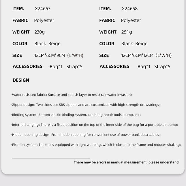 Bicycle Frame Bag - 2.1l, 2.7l