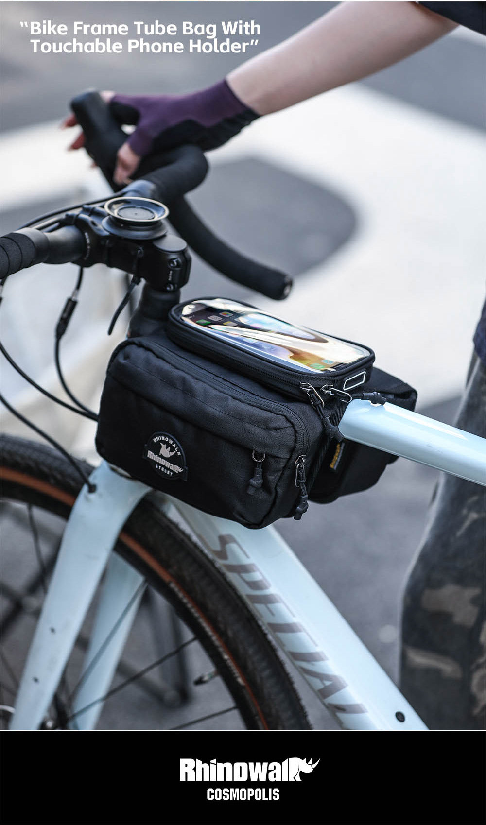 Bike Frame Tube Bag WithTouchable Phone Holder