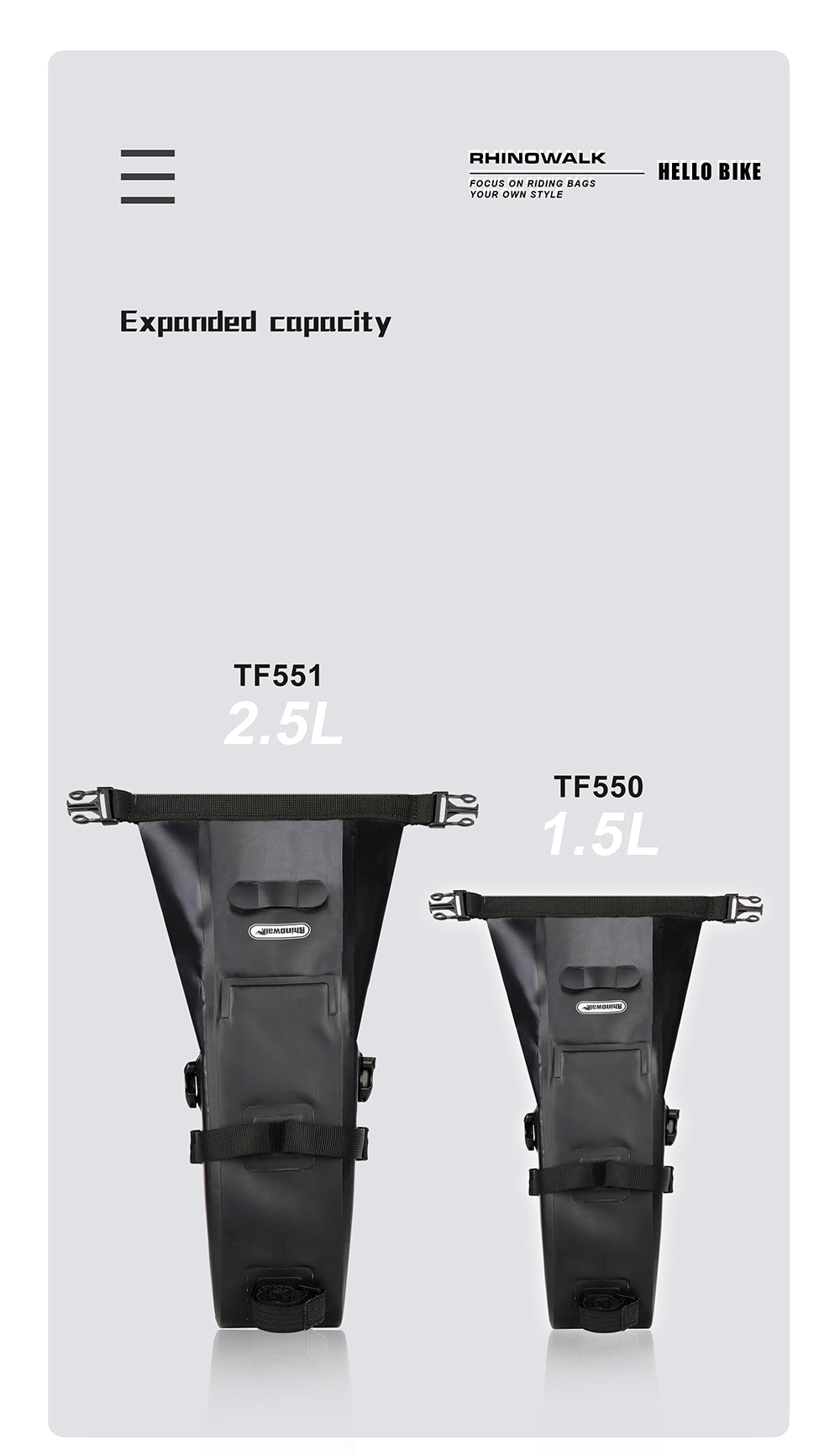 1.5L/2.5/4L Waterproof Bike Saddle Seat Bag