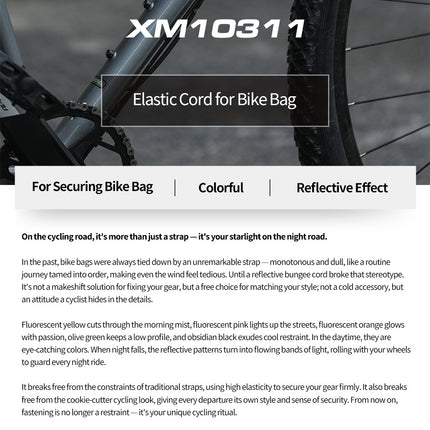 Bike Bag Elastic Cord 2.5M x 3mm, Reflective Bungee Rope for Bicycle Packing
