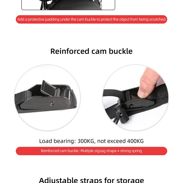 2.5M Buckle Tie-Down Strap with Cam Buckle for Motorcycle Bags