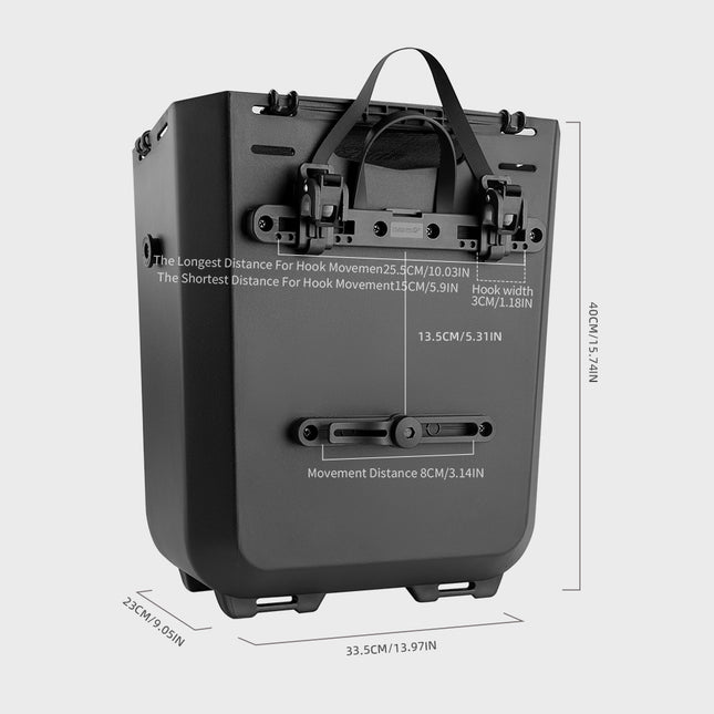 20L Bike Box Rear Pannier Bag – Hard Shell Bicycle Basket with Shoulder Strap
