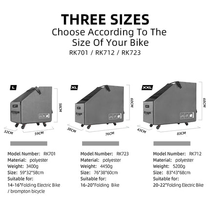 Folding Bike Storage Box Portable Travel Carry Bag with Wheels