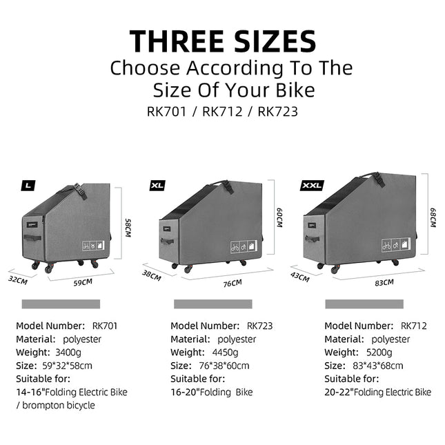 Folding Bike Storage Box Portable Travel Carry Bag with Wheels