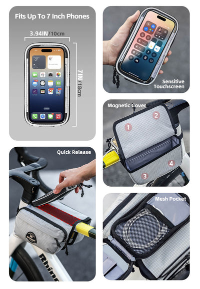 Bike Frame Tube Bag WithTouchable Phone Holder