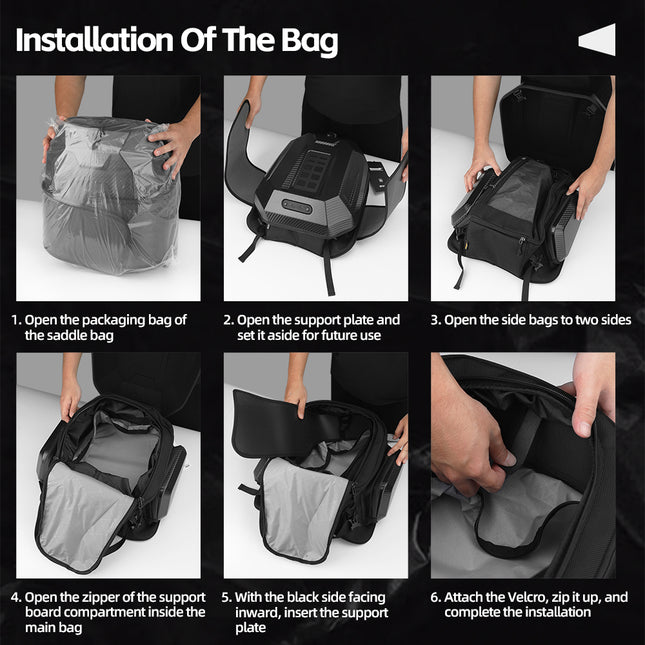 Expandable Hard Shell Motorcycle Tail Bag 23L-35L Waterproof Rear Seat Travel Bag