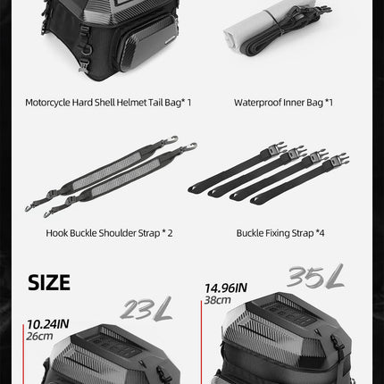 23L-35L ABS Hard Shell Tail  Bag with Expandable