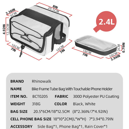 Bike Frame Tube Bag WithTouchable Phone Holder