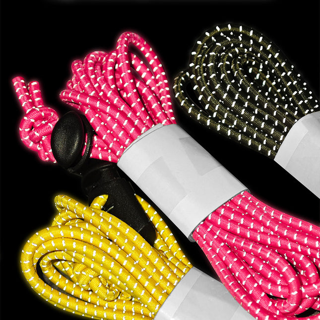 Bike Bag Elastic Cord 2.5M x 3mm, Reflective Bungee Rope for Bicycle Packing