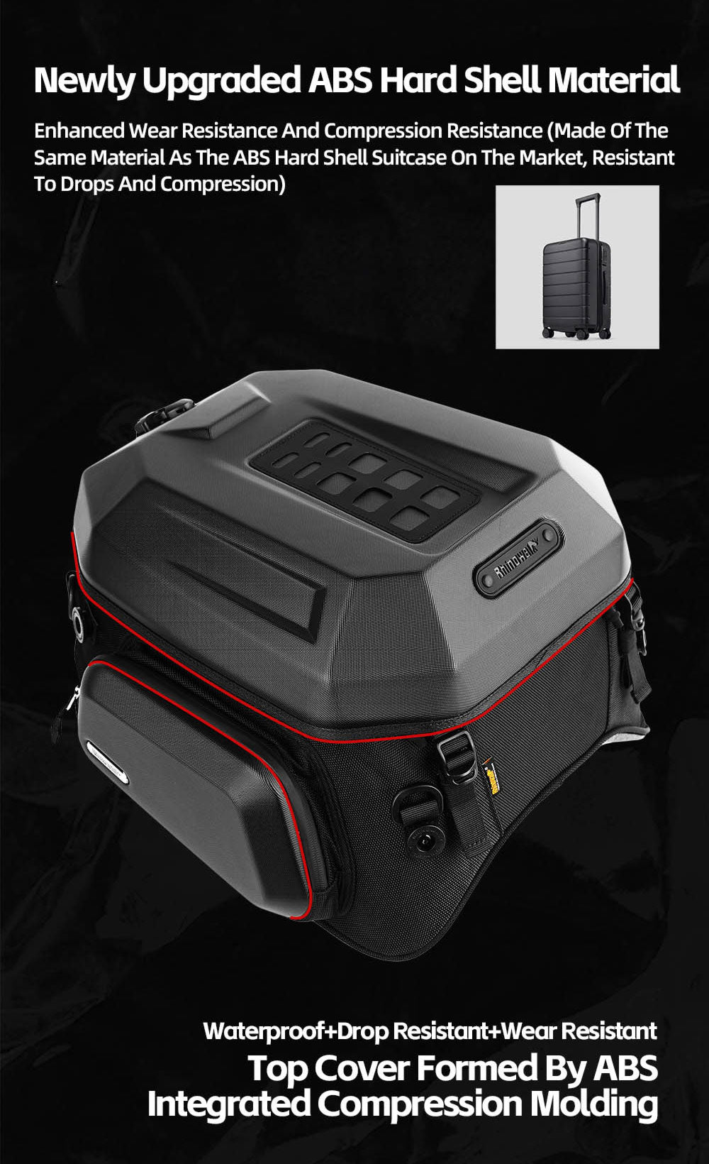 23L-35L ABS Hard Shell Tail  Bag with Expandable