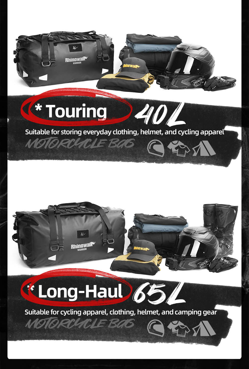 Warrior Series X Waterproof Duffel Bag, 20l,40l,65l – Rhinowalk