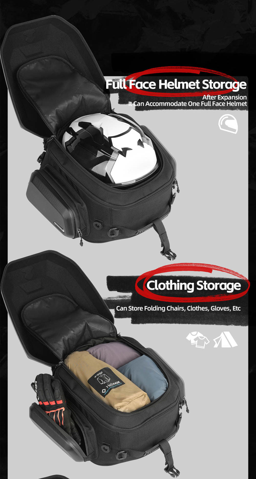 23L-35L ABS Hard Shell Tail  Bag with Expandable