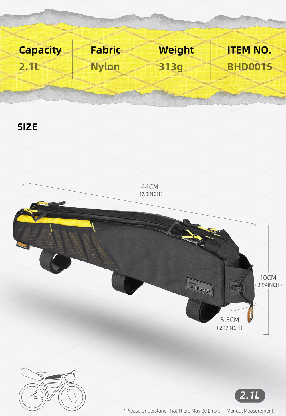 2.1l Triangle top tube bag - Wilderness Series