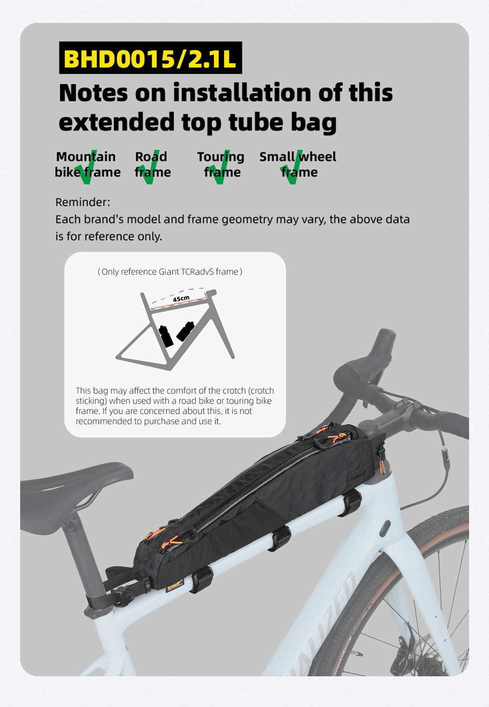 2.1l Triangle top tube bag - Wilderness Series