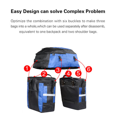 3 in 1 Bicycle Pannier Carrier Pack