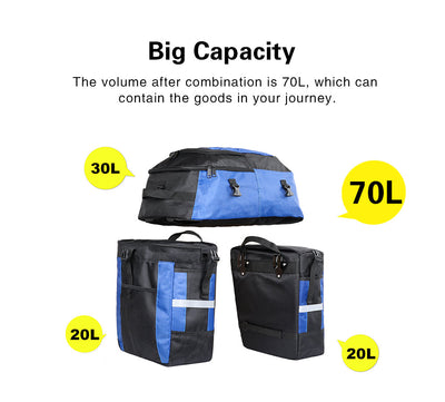 3 in 1 Bicycle Pannier Carrier Pack