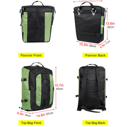 3 in 1 Bicycle Pannier Carrier Pack