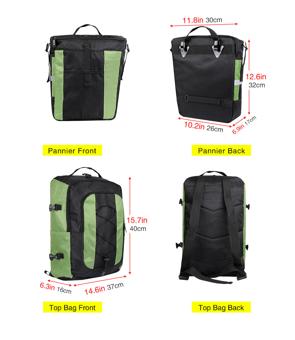 3 in 1 Bicycle Pannier Carrier Pack