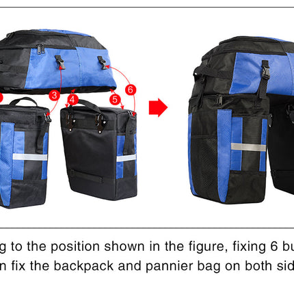 3 in 1 Bicycle Pannier Carrier Pack