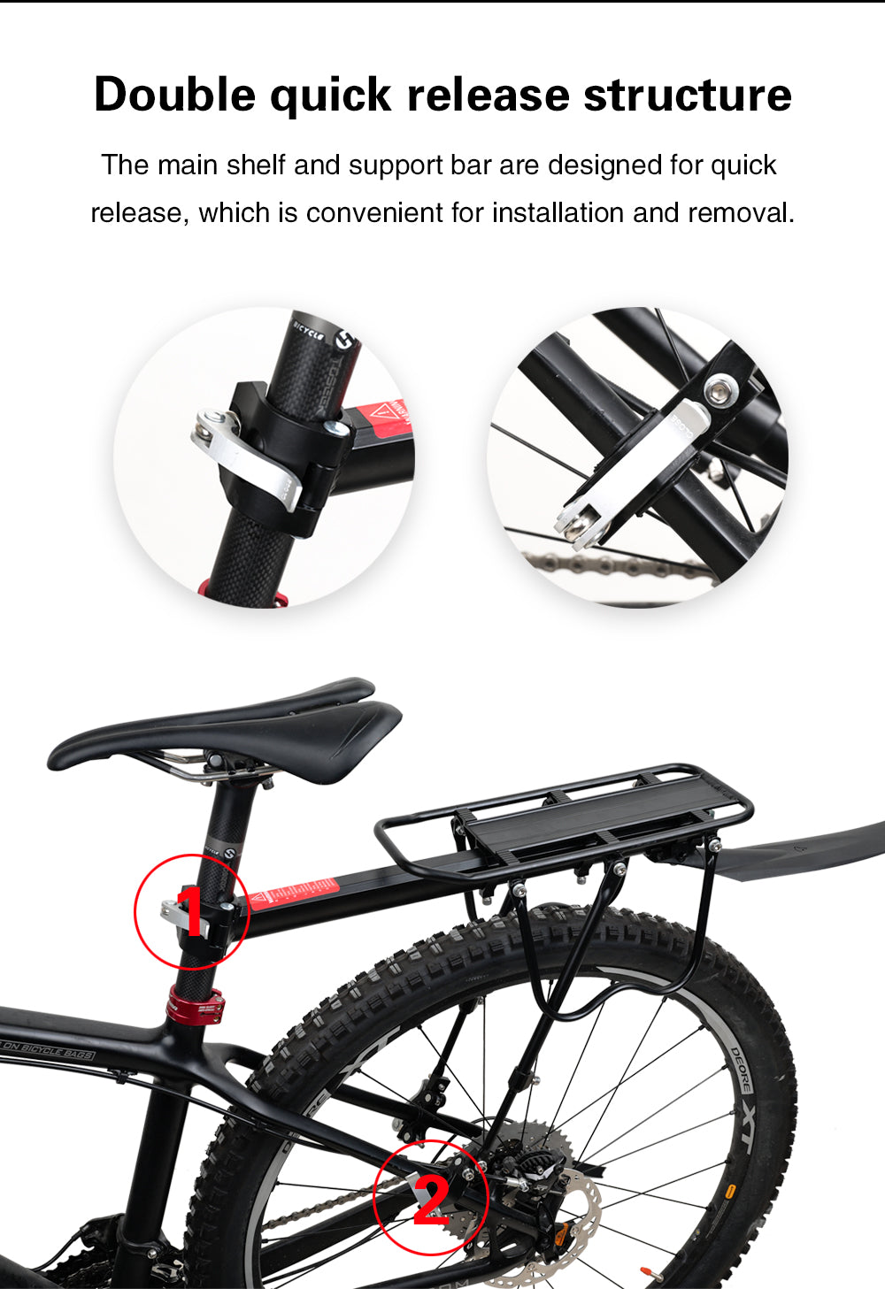 Quick Release Rear Rack Cargo Carrier