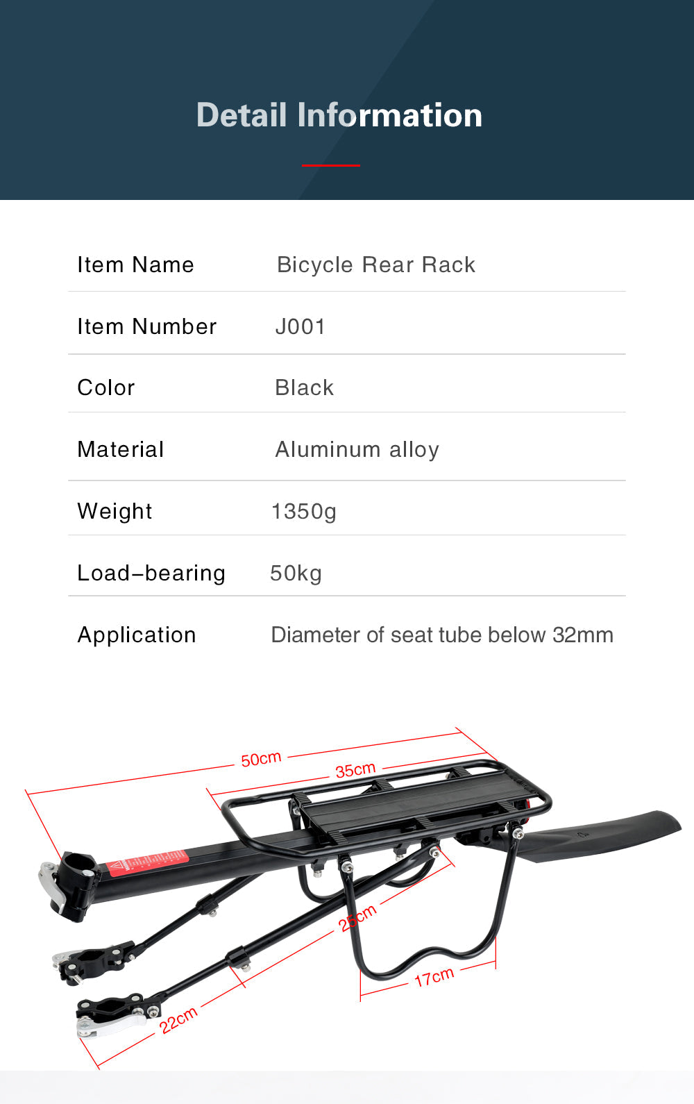 Quick Release Rear Rack Cargo Carrier