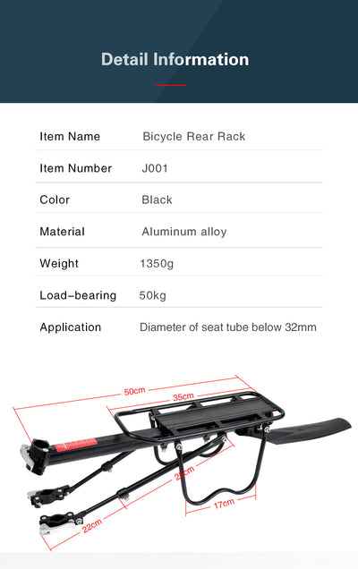 Quick Release Rear Rack Cargo Carrier