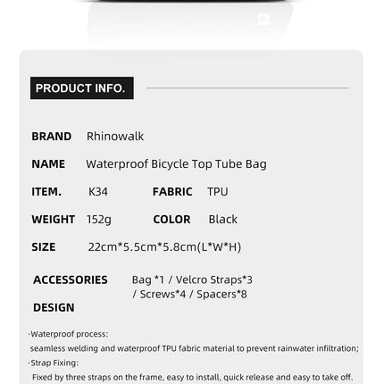 Bolt-On Waterproof Top Tube bag