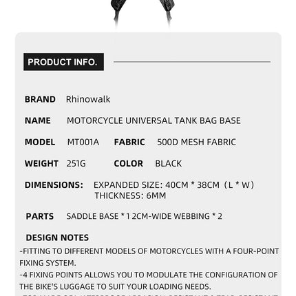 Universal Tank Bag Mounting Base